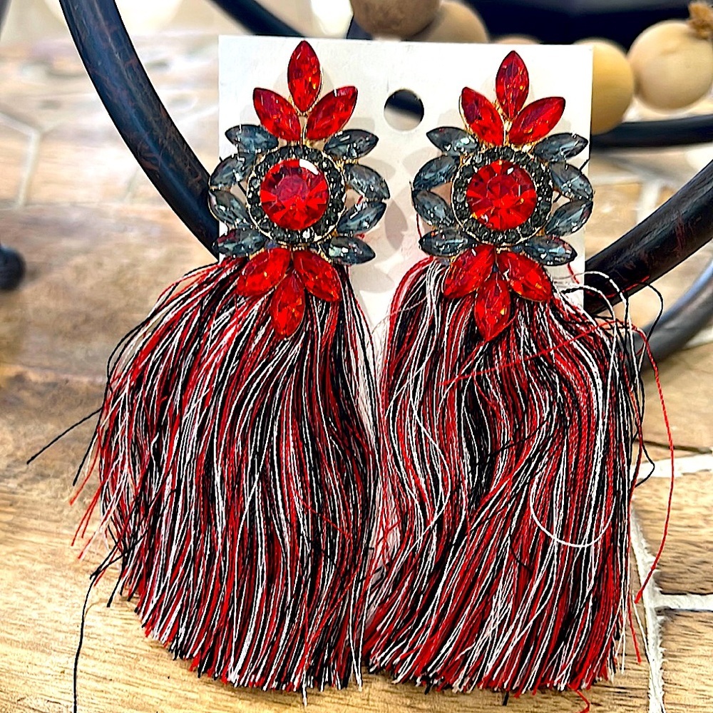 Red tassel earrings